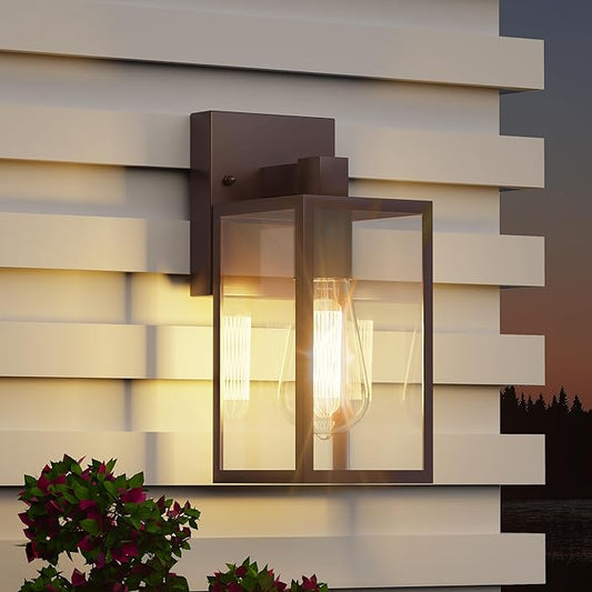 Oil Rubbed Bronze Outdoor Front Porch Light Fixture Wall Mount, LED Exterior lighting fixtures, Waterproof Wall Sconce Lantern Lamp, Outside Coach Lights for House, Patio, Garage, Doorway, Entryway WIHTU