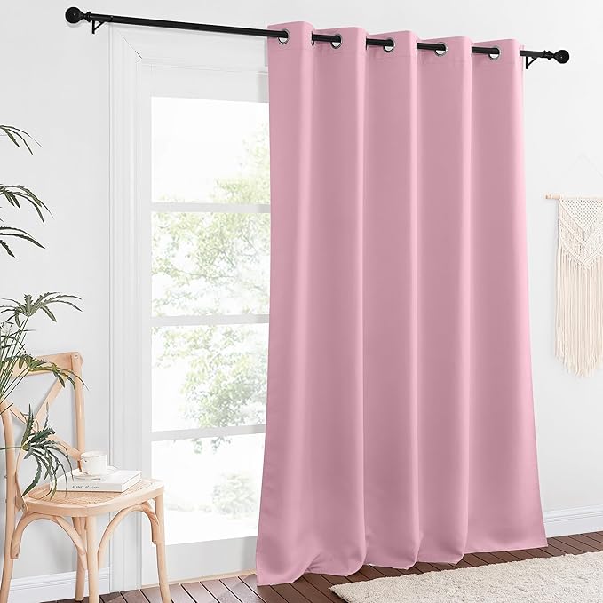 NICETOWN Blackout Curtains 84 Inch Length, Thermal Insulated Curtains for Bedroom Grommet Energy Saving Room Darkening Drapes for Living Room Window, 1 Panel, Rouge Pink, 66" W x 102" L NICETOWN