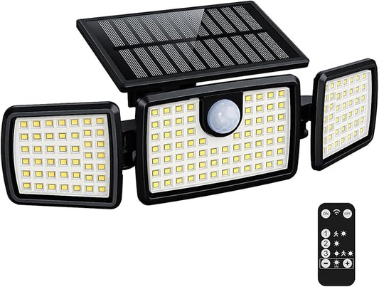 Solar Lights Outdoor, Quick Charge Solar Motion Deck Lights Outdoor for Deck with 158LEDs High Brightness, Larger Built-in Tempered Glass Panel, Sensitive PIR Motion Inductor (Remote,1 Pack) MIHANI