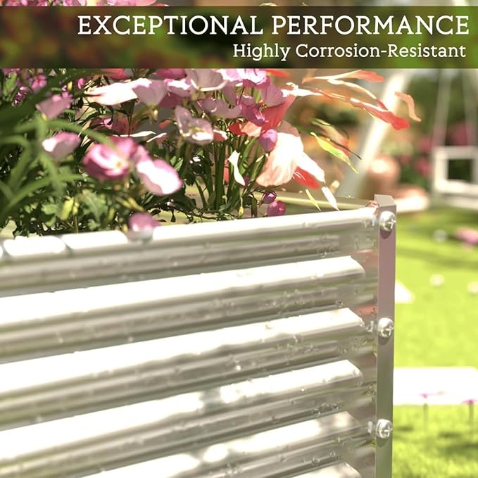 2 Pack Tall 8x4FT Corrugated Galvanized Steel Raised Garden Bed Outdoor, Metal Above Ground Garden Bed for Vegetables and Flowers, Rectangle Raised Beds for Gardening CATMANOR