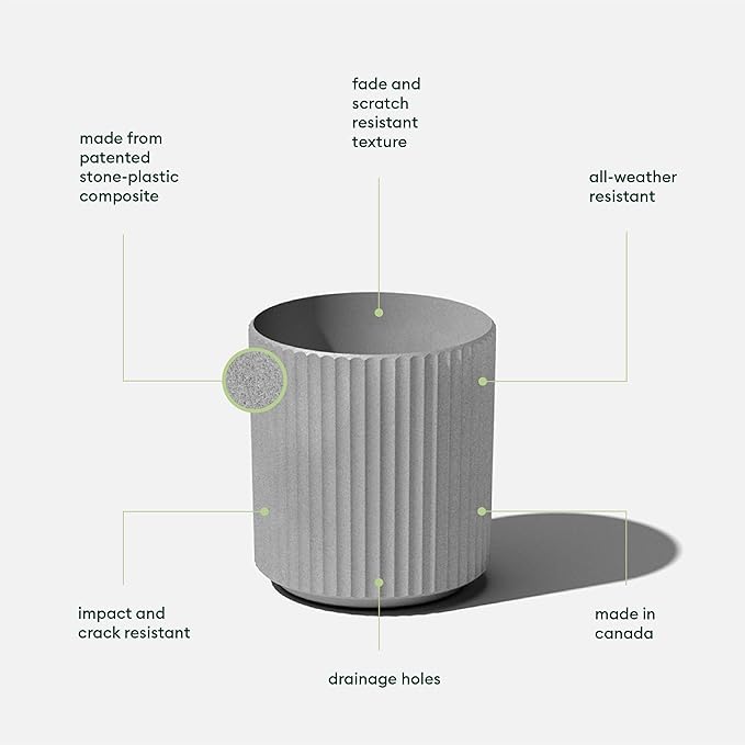 Veradek Demi Series Round Planter for Porch, Patio, Backyard | Durable Plastic-Stone Composite Material | Modern Décor for Tall Plants, Flowers VeradekOutdoor