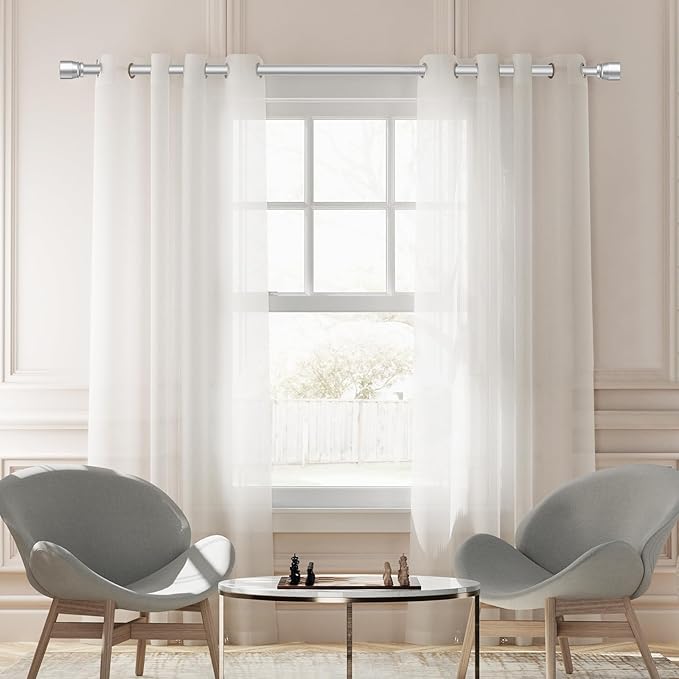 1” Diameter Silver Curtain Rod Itself is 30-60 inch 1 Pack, Fit 30 to 54 Windows with Heavy Duty Adjustable Telescopic Rod，Splicing Metal Extra Long Curtain Rod for Windows Sliding Glass Door Rootora