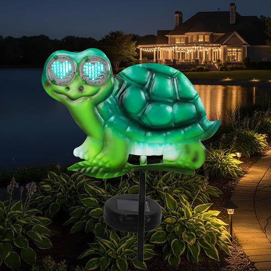Turtle Decorative Garden Stakes with White LED Lights Display I Love U, 39.3" Solar Turtle Garden Decor Outdoor for Yard Patio Pathway Lawn Ornaments YHSOLAR