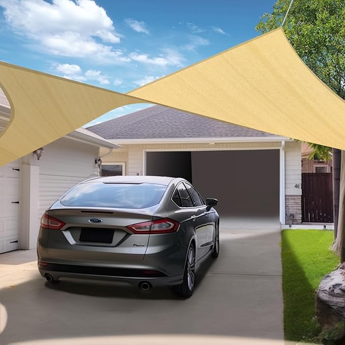 KANAGAWA Sun Shade Sail Curved 10'X13' Beige Rectangle Outdoor Shade Cover UV Blovk Canopy for Patio Garden Backyard Heavy Duty Permeable 185GSM (We Make Custom Size) KANAGAWA