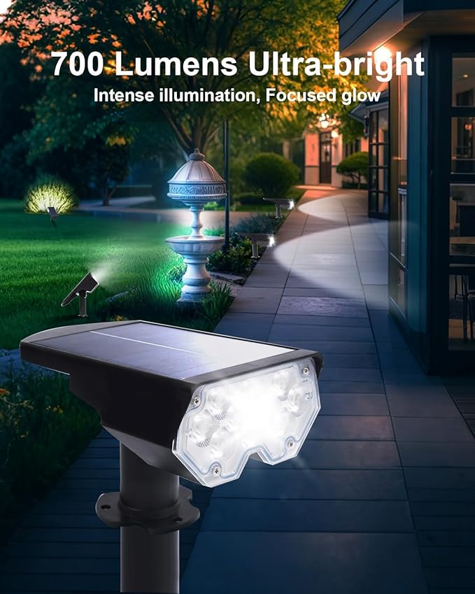 1 Pack Solar Powered Outdoor Spot Lights Outside Waterproof 20 LEDs Landscape Spotlights Dusk to Dawn for House Yard Tree, Plants, Walls, Path, Garden, Statues, Superior Accent Uplighting Cool White Polighty