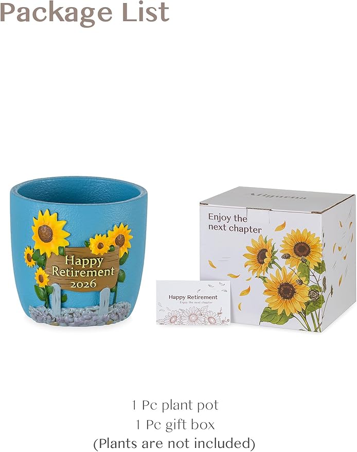 Retirement Gifts for Woman 2026: Happy Retirement Gifts for Women Nurse Teacher Coworker - Unique Retired Garden Gifts for Decoration - Hand-Painted Plant Pot Present with Gift Box and Card Rootora