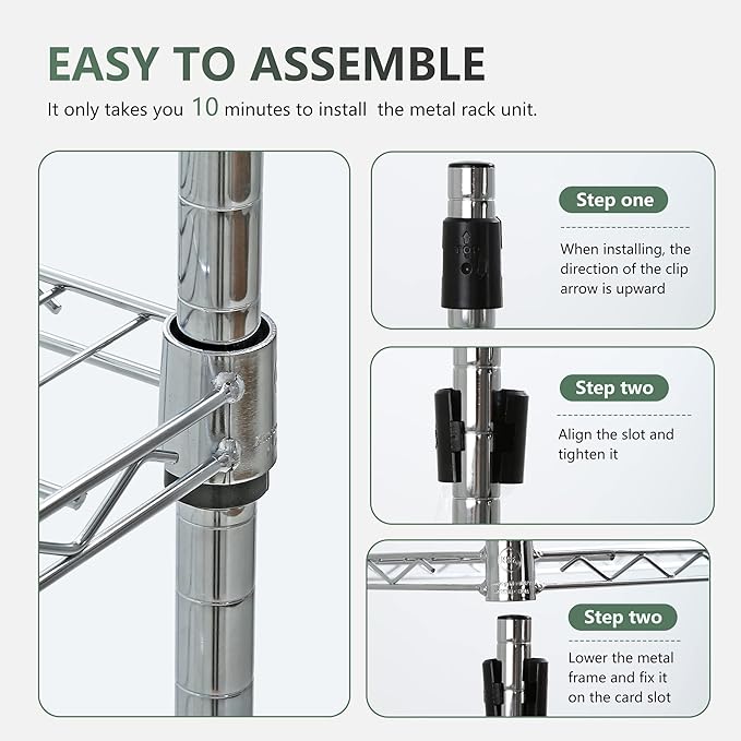 BestOffice | 5-Tier Wire Storage Shelves with Wheels | 14x30x60 | Chrome | Adjustable Racks | Heavy-Duty Metal Shelf, Holds Upto 220 lbs | No-Tool Assembly | Ideal for Home & Garage Shelving BestOffice