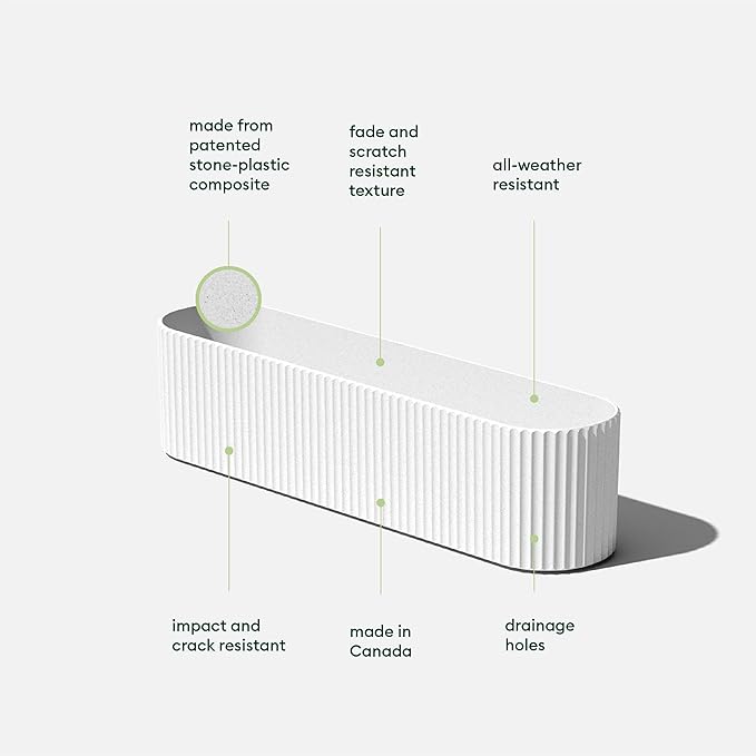 Veradek Demi Series Window Box Planter - Long Planter Box for Windowsill/Balcony | Durable Plastic-Stone Composite Material | Modern Décor for Flowers/Herbs VeradekOutdoor
