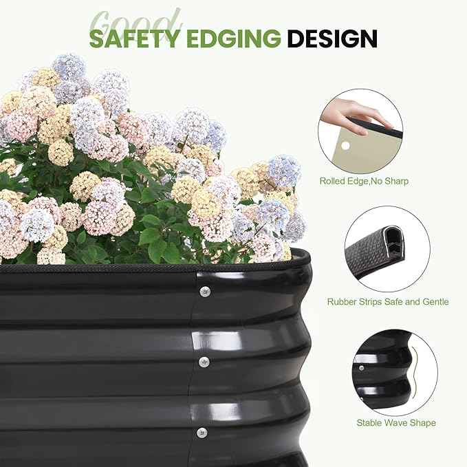G GOOD GAIN 4-in-1 Adjustable Raised Garden Bed Kit | Galvanized Planter Boxes for Vegetables, Flowers | 12" Tall, Multiple Sizes (5x3x1ft, 4x4x1ft, 6x2x1ft, 7x1x1ft) | Outdoor Metal Raised Bed, Grey GGOODGAIN