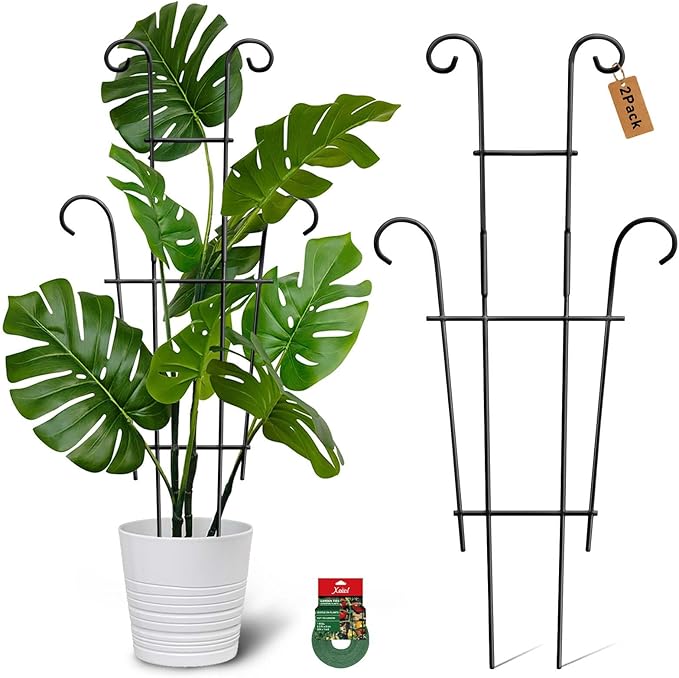 Plant Trellis for Potted Plants 2p, Larger 23in Garden Trellis for Climbing Plants Indoor Outdoor, Rustproof House Plant Support Stakes for Pothos Hoya Ivy Flower Xeeol