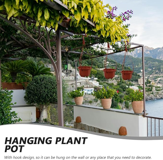 YARNOW 10 Pack Plastic Hanging Planters with Drainage Holes & Chains, 3.5 Inch Hanging Pots for Plants Indoor Balcony Garden Patio YARNOW
