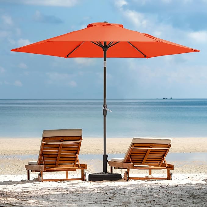 JEAREY 7.5FT Patio Umbrella Market Table Umbrella with 6 Sturdy Ribs, Push Button Tilt/Crank Outdoor Umbrella for Garden, Deck, Backyard, Pool and Beach,Orange JEAREYOutdoorsCollection