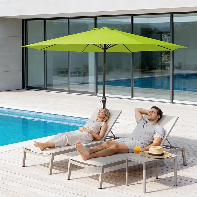 MEWAY 12ft Patio Umbrella Outdoor Table Umbrellas with Crank, Market Umbrella 8 Sturdy Ribs for Deck, Garden, Pool and Backyard, Apple Green MEWAY