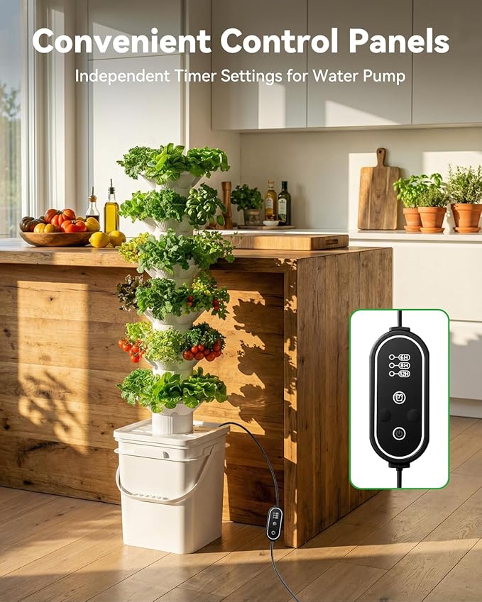 Vertical Hydroponics Growing System Kit, Indoor Outdoor Gardening System Kits, Herb & Fruits Growing Hydroponic Tower, 6 Layers (36 Pods) sjzxuv