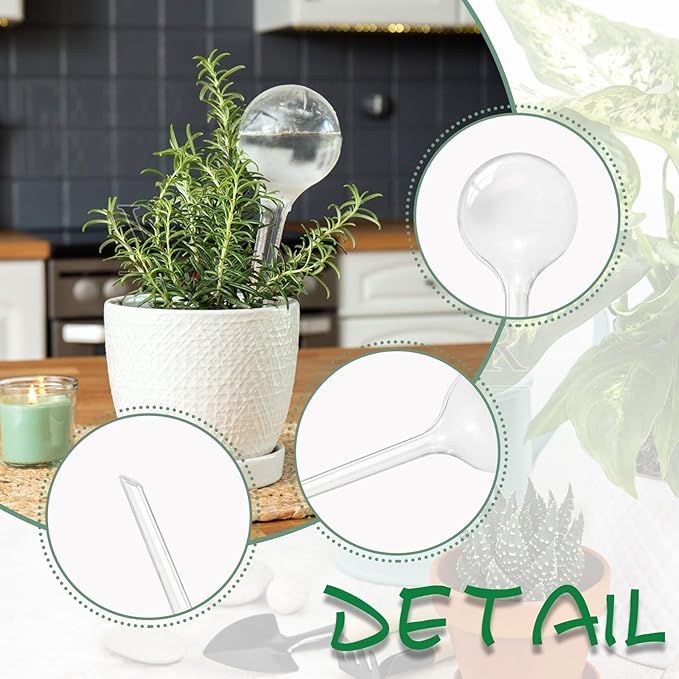 14 PCS Plant Watering Globes,Clear Self-Watering Bulbs,Plastic Automatic Watering Globes for Plant Indoor Outdoor,Garden Water Device -PlantWateringGlobes-