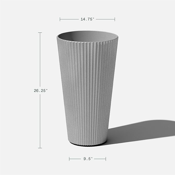 Veradek Demi Series Tall Planter for Porch, Patio, Backyard | Durable Plastic-Stone Composite Material | Modern Décor for Tall Plants, Grasses VeradekOutdoor