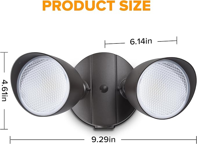 LUTEC 3500 Lumen 32 Watt 28 LED Dual-Head Floodlight Outdoor, Full Metal Design, Waterproof Exterior Security Wall Light for Patio, Garden, Yard-Brown LUTEC
