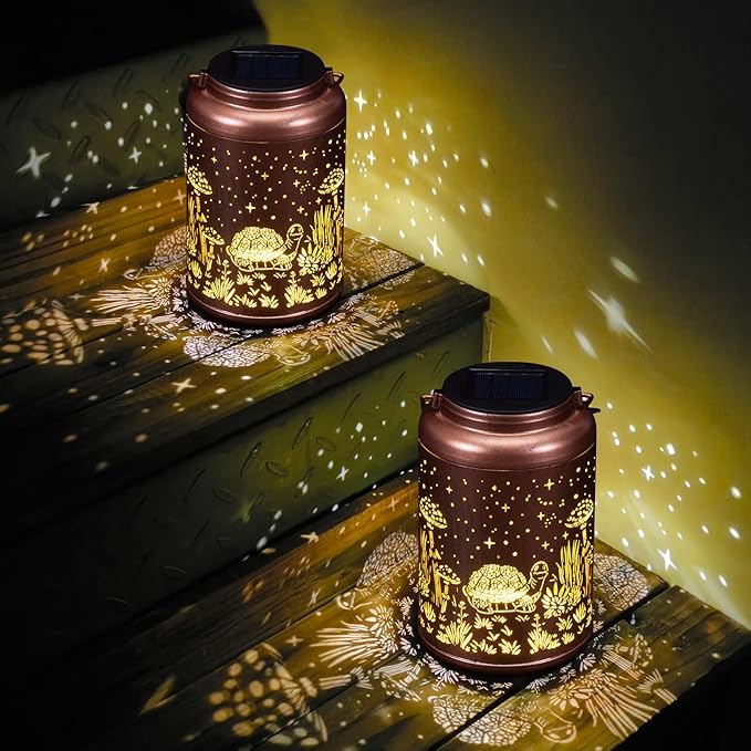 2 Pack Turtles Solar Lanterns Outdoor Waterproof - Mothers Day Gifts for Mom Grandma, Birthday Gifts for Women Solar Lights Outdoor Garden Decor for Outside, Patio, Outdoor, Yard Eandisom