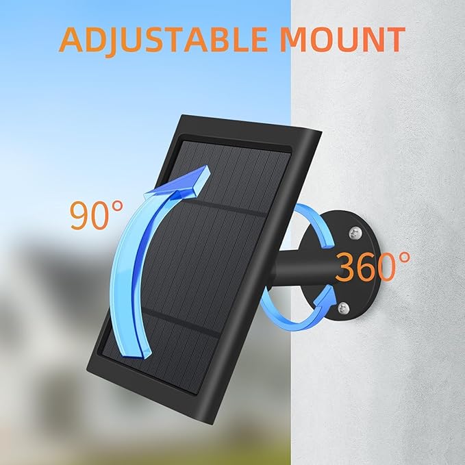 1 Pack 4W Solar Charger for Ring Spotlight & Stick Up Outdoor Cam, Black, High Efficiency, 10FT/3M Long Cable with USB-C to Ring Barrel Plug Paodekua