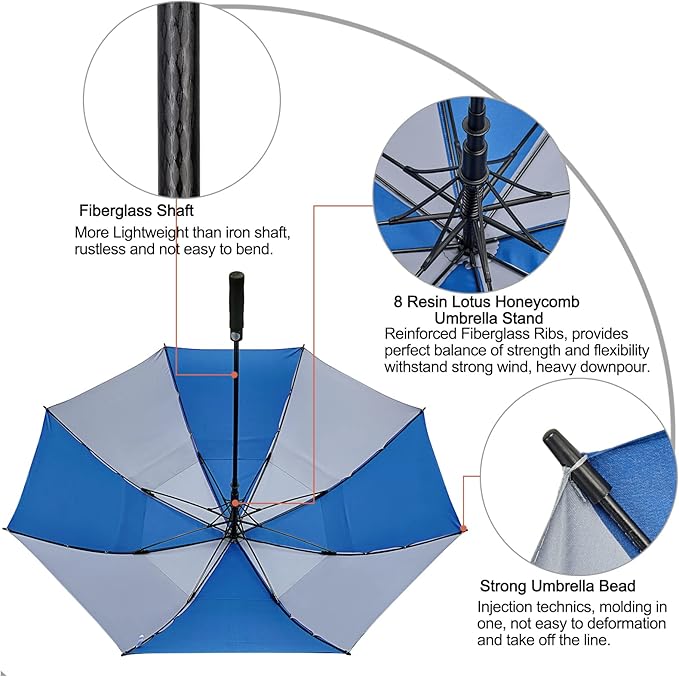 G4Free 47/54/62/68/72 Inch Automatic Open Golf Umbrella Oversize Extra Large Double Canopy Vented Windproof Waterproof Stick Umbrellas G4Free