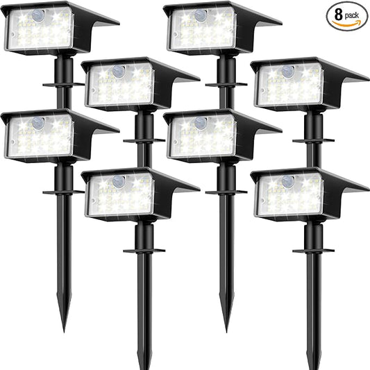 nipify 8 Pack Solar Spot Lights Outdoor - 62 LED Motion Sensor Outdoor Spotlights Waterproof with 3 Modes, Auto On/Off Solar Powered Landscape Lighting for Outside Yard Garden Tree Driveway,Cool White Nipify