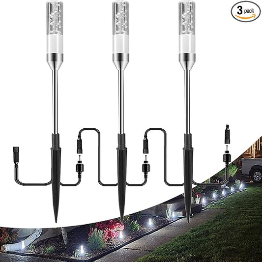 B-right 3PCS Extension Lights for Path Lights, Extendable Waterproof 0.8W 95 Lumens per Light Cool White 6000K (No Adapter) B-right