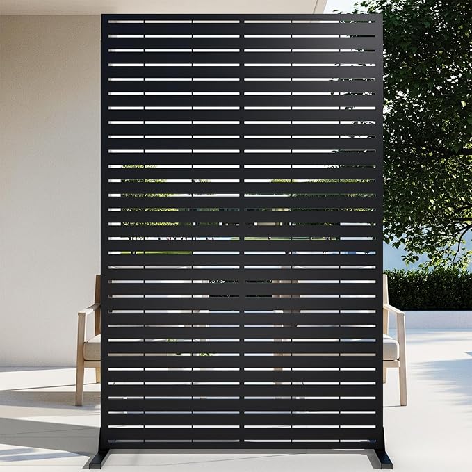 72" H Metal Outdoor Privacy Screen – Freestanding Rustproof Louvered Fence Panel for Patio, Garden, Balcony, AC Unit Cover, Trash Can, Modern Decorative Divider TALLYVERUS