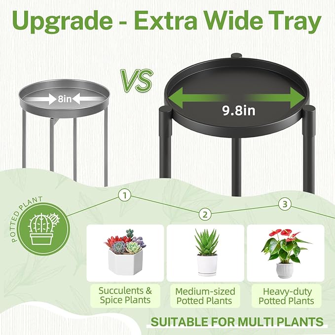 iDavosic.ly 3 Tier Plant Stand Indoor with 10 Inch Wide Tray, Tiered Corner Metal Outdoor Flower Display Holder, Vertical Tall Rack for Patio Porch Living Room, Modern Black iDavosicly