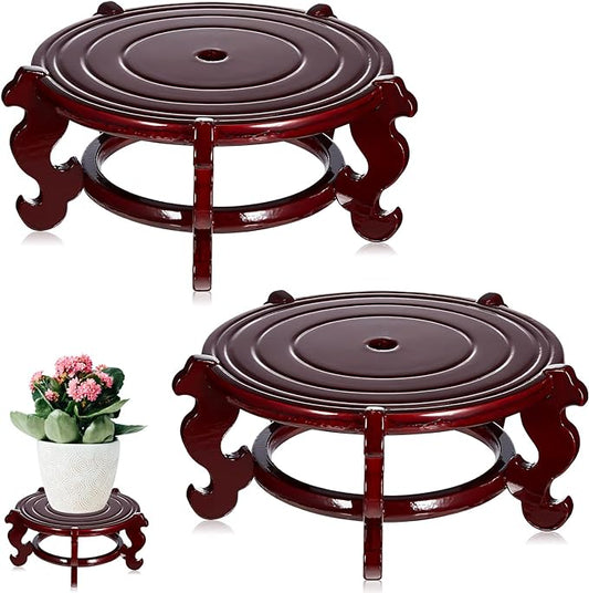 Geetery 2 Pcs 4 to 12 in Wooden Plant Stands Indoor Chinese Oriental Plant Stand for Vase Fishbowl Flower Pot Lamp Redwood Base Vintage Display Rack Decor(10 Inch) Geetery