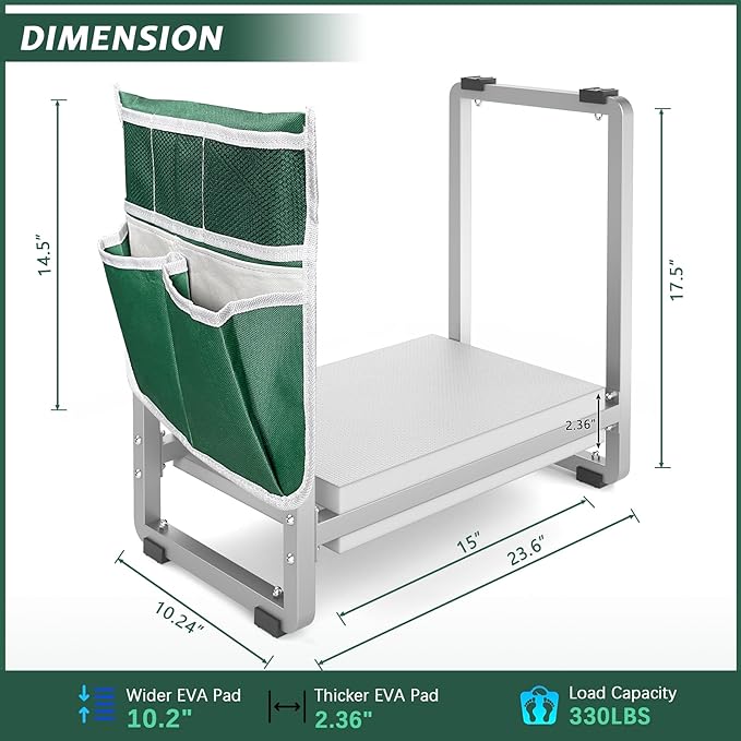 FLINTER 10.2" Wider Garden Kneeler and Seat, Heavy Duty Thick Gardening Bench for Kneeling and Seat - Garden Kneelers for Seniors, Gardening Stools for Women, Grandparents, Gardeners, Gray FlinterOfficial