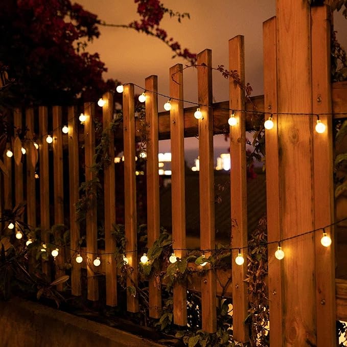 Solar String Lights Outdoor 60 LED 36FT with 8 Lighting Modes, Waterproof Solar Powered Crystal Globe Patio Lights for Garden Yard Porch Wedding Party Decor (Warm White) Brightown