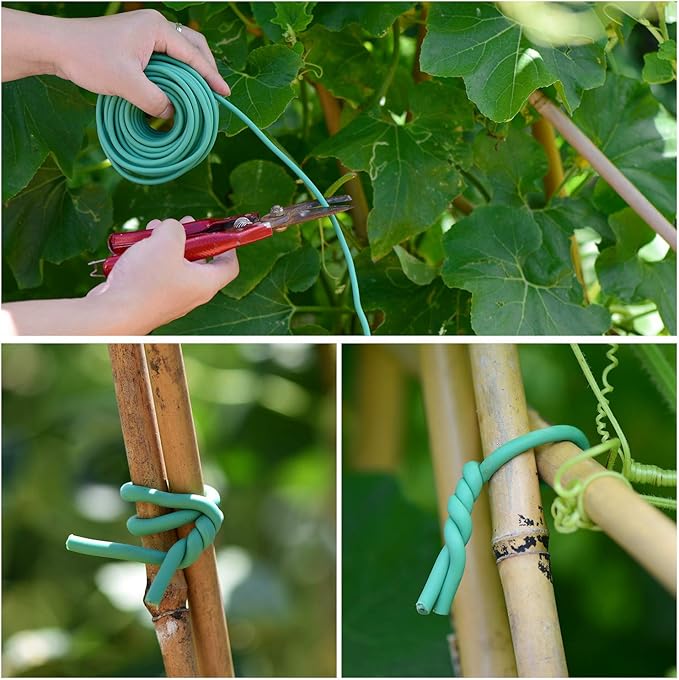 YDSL Soft Plant Tie, Garden Wire Tie for Plants Heavy Duty Reusable Plant Twist Ties for Gardening Home Office (Green, 32.8 feet) YDSL