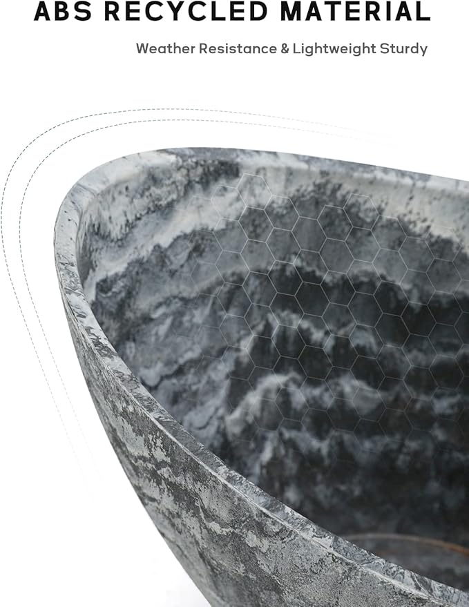LaDoVita Plant Pots with Drainage Holes, 12 Inch Large Planters for Indoor Plants, Plastic Flower Pots Outdoor, 2 Pack, Marble Pattern Grey LaDoVita
