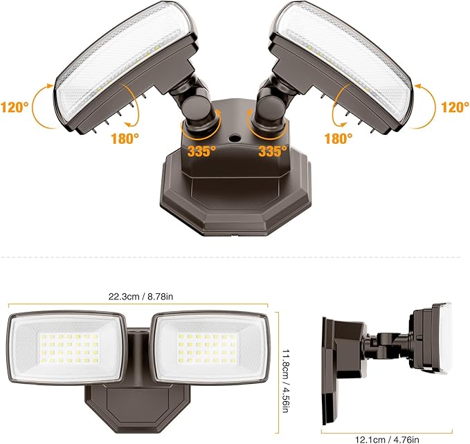Onforu 3200LM Flood Lights Outdoor, 32W 6500K LED Security Light Switch Controlled, IP66 Waterproof Outdoor Lights, Wall Mount Exterior Flood Light with 2 Adjustable Heads Floodlights Outside Onforu