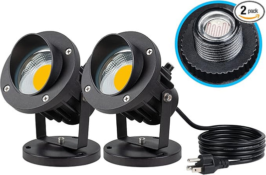 SUNVIE 20W Spot Lights Outdoor with Photocell Sensor, Dusk to Dawn LED Landscape Spotlights, Waterproof 120V 2000LM 3000K Landscape Lighting for Yard Flag Tree Garden 6 FT US 3-Plug in Cord, 2 Pack SUNVIE