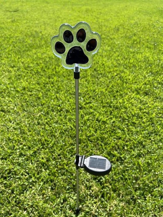 Solar Garden Stake Lights with Color Changing LED or Regular White LED Landscape Path Lights (Set of 2) (Dog Paw) Ntertainment+House
