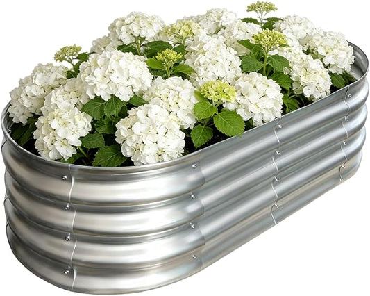 Galvanized Raised Garden Bed Outdoor, Large Raised Bed for Gardening, 4x2x1ft Metal Planter Box for Vegetables, Fruits, Flowers, Easy Assembly with Wing Nuts & Safe Rolled Design, Silver VivaGarden