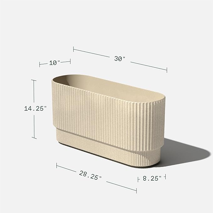 Veradek Demi Series Long Planter for Porch, Patio, Backyard | Durable Plastic-Concrete Material | Modern Décor for Shrubs, Flowers VeradekOutdoor