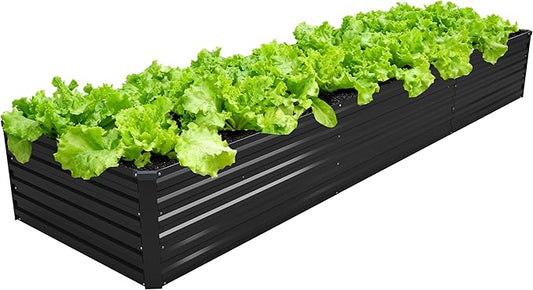 12x2x1.5FT Galvanized Raised Garden Bed,Vegetable Boxes-Rectangle Metal Flower Box,Large Planter Raised Beds Outdoor Garden for Planting,Fruit,Herb-Black DIIYIV