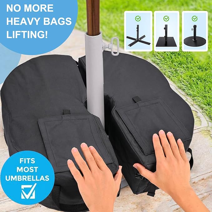 2 Pcs Quality Umbrella Base Weight, Umbrella Base Weights Sandbag, 80 Lb of Umbrella Sand Bag Fits Any Offset, Cantilever & Any Outdoor Patio Umbrella Stand ~ Easy Set Up (Combinable) Rootora