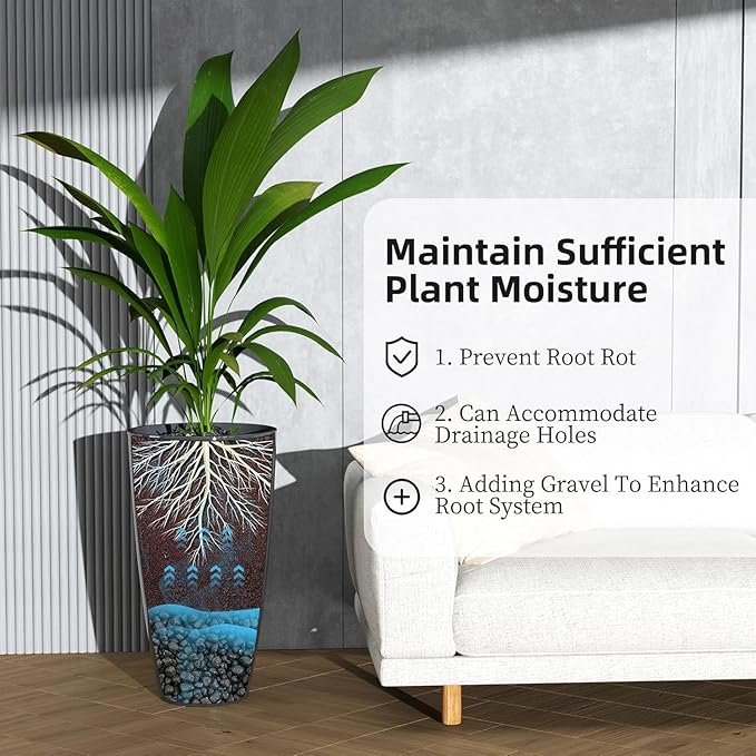 QCQHDU 21 inch Tall Planters for Outdoor & Indoor Plants, 2 Pack Sturdy Plant-Flower-Tree Pots for Front Porch Patio Deck Living Room Decor QCQHDU