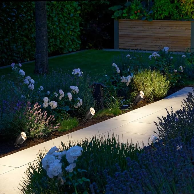 LUTEC 12V Low Voltage Landscape Lighting, Die-cast Aluminum Spot Lights with Connectors, IP65 Waterproof Outdoor Landscape Spotlights, 5W 550LM Warm White 3000K for Tree Garden Yard Pathway, 1 Pack LUTEC