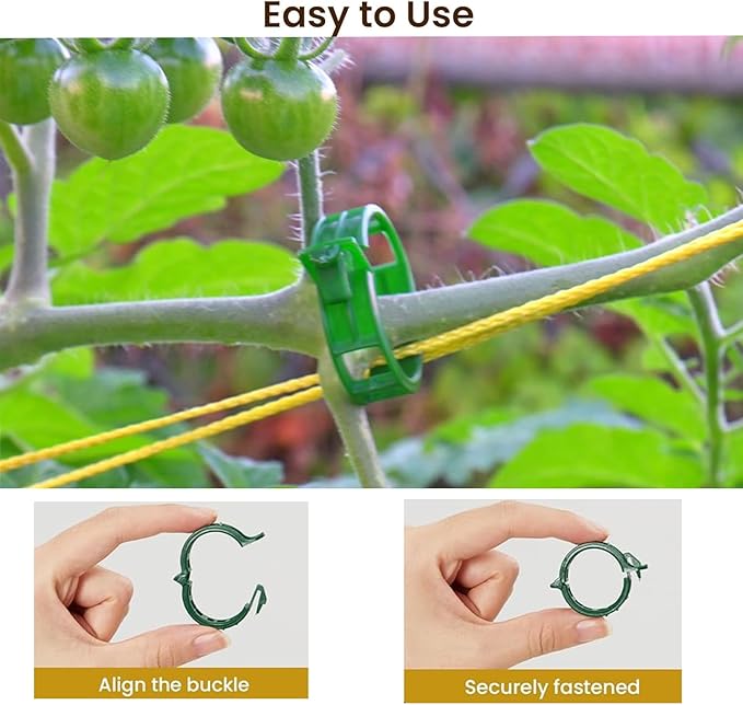 Plant Support Clips, 100 Pcs Tomato Clips, Plastic Trellis Clips, Grape Vine Tomato Vine Vegetables Plants Garden Support Clips to Grow Upright Makes Plants Healthier Rootora