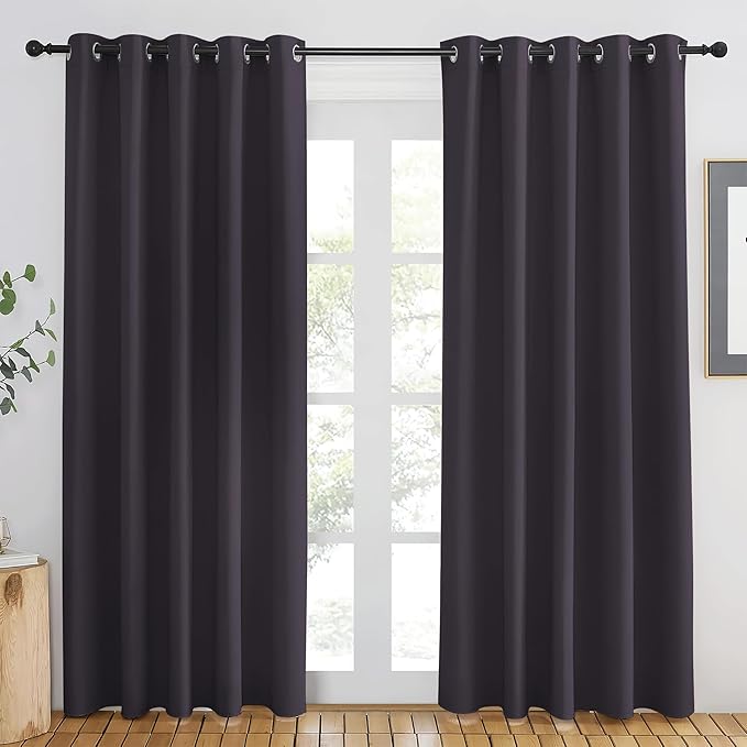 NICETOWN Greyish Purple Blackout Curtains 84 inch Length, Grommet Top Room Darkening Drapes for Bedroom Living Room, Light Blocking Window Covering for Privacy (W66 x L84 Inch, 1 Panel) NICETOWN