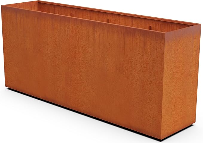 PLANTERCRAFT Corten Steel Planter Rectangle Outdoor Metal Garden Box Heavy Duty | Made in USA | Fully Assembled Plantercraft