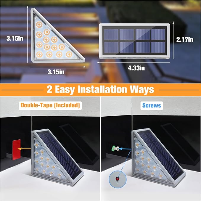 VOLISUN Solar Stair Lights 24 Pack, Solar Step Lights Waterproof IP67, Outdoor Step Light with 13 LEDs, Outdoor Lighting Decor for Yard Stair, Patio, Front Step, Front Porch and Deck(Cool White) VOLISUN