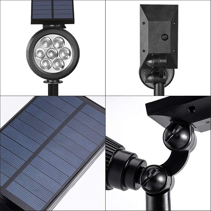 Solar Spotlights, Outdoor Ground Spot Light for Flag Pole, Bright 7-LED Dusk-to-Dawn Waterproof Landscape Flagpole Lights, 2-in-1 Adjustable Solar Powered Lighting for Tree Garden Yard (2 Pack, White) SFSUNFUNY