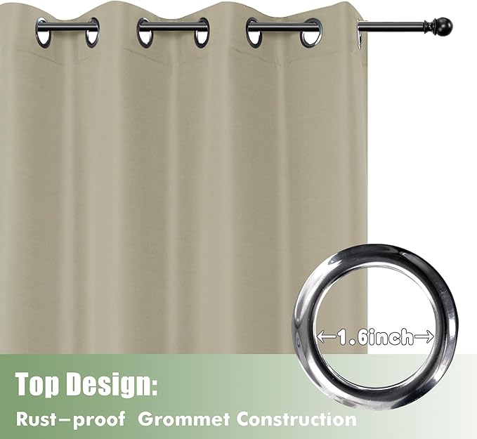 HolidayIdeas Outdoor Curtains for Patio Waterproof, 6 Panels - 54x95 Inches - Weatherproof Privacy Outsides Curtains for Cabana Porch Pergola, Sunlight & UV Blocking (Taupe, Grommet Top) HolidayIdeas