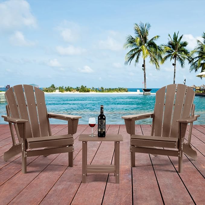 Adirondack Outdoor Side Table, 2-Tier Sturdy Patio End Table Weather Resistant, 16.5" Solid Side Table for Patio, Pool, Porch Apolimi