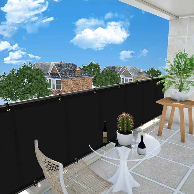 UPGRADE Privacy Screen 3' x 16' Fence Commercial Shade Cover with Brass Grommets Heavy Duty Perfect for Outdoor Back Yard, Black, Customizable UPGRADE
